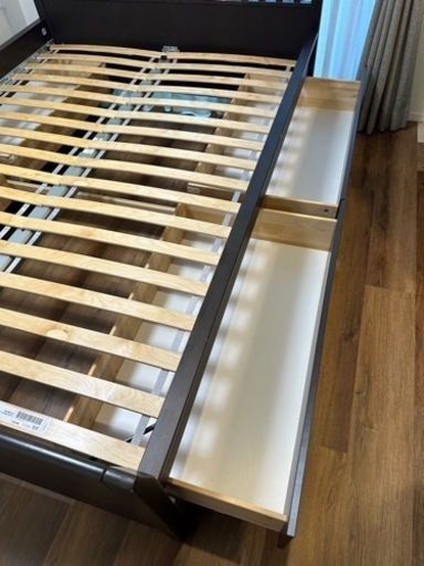IKEA ダブルベッド フレーム IDANÄS イダネス 収納/引き出し付き