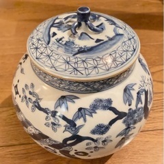茶道具 水指 景徳鎮 五良大甫呉祥瑞造 染付 美術品 アンティークの画像