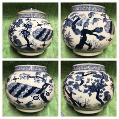 茶道具 水指 景徳鎮 五良大甫呉祥瑞造 染付 美術品 アンティークの画像