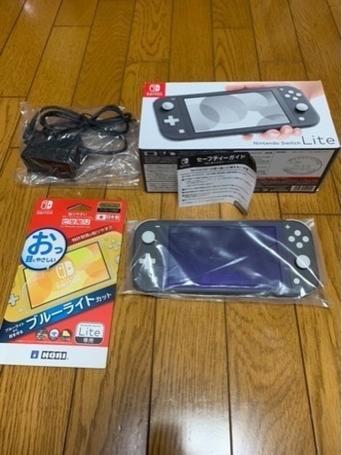 任天堂 スイッチライト グレー本体+充電器+ 保護フィルム【完品】