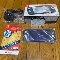任天堂 スイッチライト グレー本体+充電器+ 保護フィルム【完品】