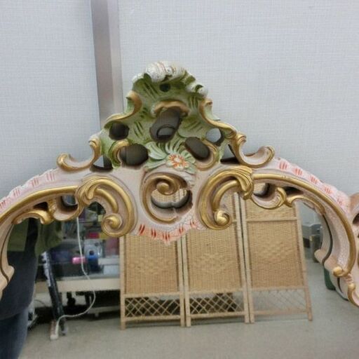 イタリア製　アンティークミラー　ウォールミラー　ヴィンテージ　鏡　花柄　フラワー イタリア製 アンティークミラー ウォールミラー ヴィンテージ 鏡 花柄