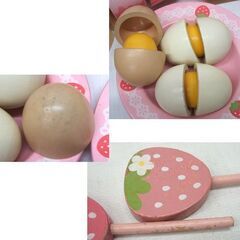 マザーガーデン 木のおままごと まとめて　野いちご スウィートカフェリボン /タマゴ 菓子 料理器具他セット/ピンク　☆ PayPay(ペイペイ)決済可能 ☆ 札幌市 豊平区 平岸 平岸店の画像
