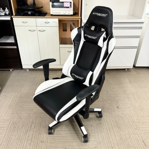【美品‼️】GTRACING ゲーミングチェアGT002 昇降リクライニング パソコン オフィス 事務椅子 ホワイト♪