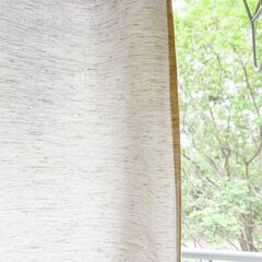上質コットンリネンのミラーレースカーテン2枚組｜ヒダ2倍150cm幅×183cm/フィンランドスタイルの画像