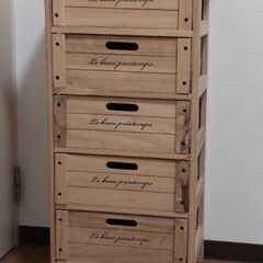 直接手渡しのみ※ナチュラルでかわいい木製5段収納タンス・キャビネットお譲りしますの画像