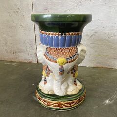 象の花台 陶器 オブジェ 置物 ガーデニング シンボルツリー 動物