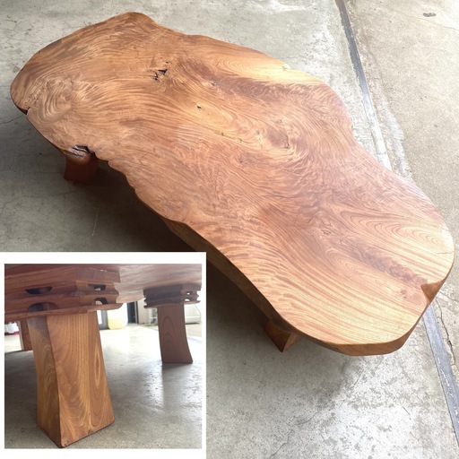 座敷机 ずっしり存在感 一枚板 *  座卓 名工 伝統工芸  和家具 ローテーブル 座敷机 飲食店  店舗