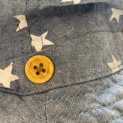 【中古】ベビー帽子 ハット スター柄 星 あご紐付き お出かけ 日除け対策 日焼け対策 暑さ対策 外遊び ブルー 青の画像