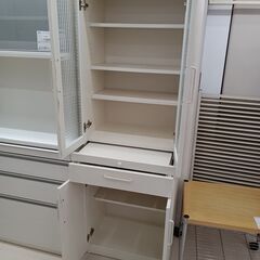 ★ジモティ割あり★ ユーアイ 食器棚 アイボリー W59×D39×H180 クリーニング済み TC2805の画像
