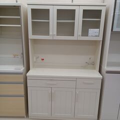 ★ジモティ割あり★  食器棚 アイボリー W110×D47.5×H180 クリーニング済み TC2806