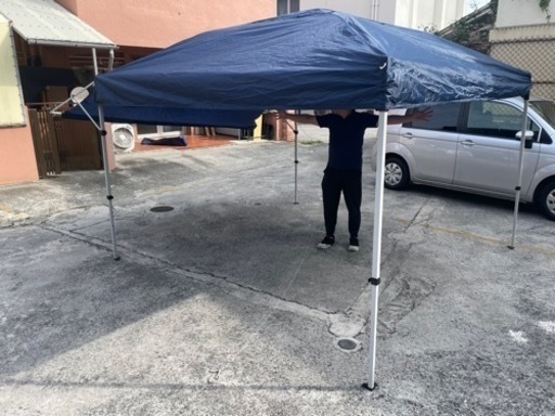 【値下げしました！】Field to Summit ウイングワンタッチテント３００ ALSK300WN 3.0ｍ幅 ネイビー 高さ3段階調節 専用キャリーバッグ付き 簡単タープ スチール製 日除け No2647