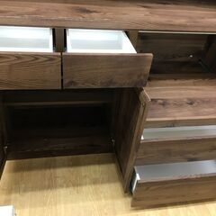 ☆ジモティ割あり☆ 隈木工所 食器棚 ダークブラウン W139×D48×