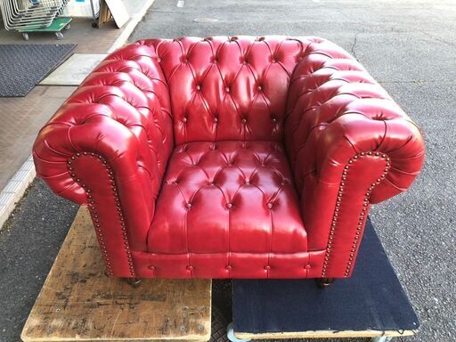 1-100 チェスターフィールド風 シングルソファ CLUBMAN 【一部地域配送可・現状渡し】カグマニア