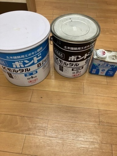 外壁補修、kモルタル　ボンド　ユニエポ　セット　使いかけ　外壁の修理お