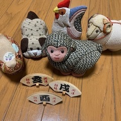 木目込み人形5体(猿、猪、鳥、羊、犬)