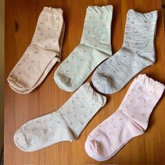 さわやか綿スラブ★口ゴムゆったりソックス５足組★２２～２５ｃｍ