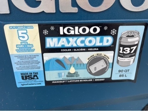 【受渡者決定】IGLOO イグルー 90QT（85L）クーラーボックス