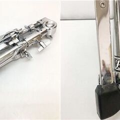 ss6329　Pearl スネアスタンド パール楽器 スネアドラムスタンド 折りたたみ シルバー コンパクト ドラム 角度調整可 高さ調整可 スネアスタンド 中古の画像