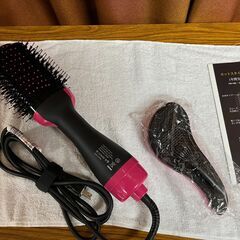 ホットエアーブラシ ヘアドライヤー ブラシ付き 電熱ブラシ マイ...