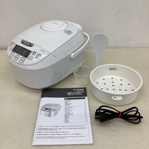 ＊【動作品】ELSONIC 5.5合 マイコン炊飯器 マイコン炊飯ジャー EM-RC5502 蒸し料理もできる 家電 キッチン家電 炊飯器