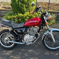 スズキ　GN125H カスタム　赤　弾丸マフラー　旧車スタイル　吸い込み　 の画像