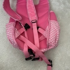 【ペット用　中古品】前向きリュック　ピンク　水玉　ポケット付き の画像