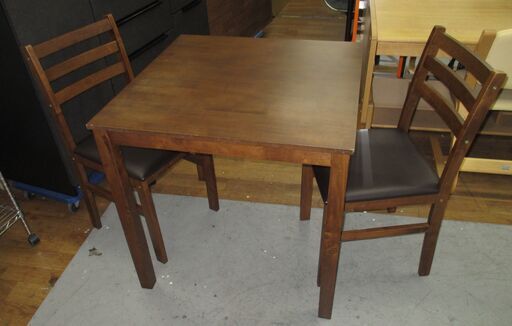 R367 木製ダイニング3点セット、二人用ダイニングセット、長方形75cm Used