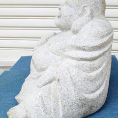 【　直接引取限定　】香川　庵治石　石造　布袋尊　高さ約55㎝　七福神　置物　オブジェ　縁起物　庭　布袋様　仏像　信仰　古美術　時代物の画像