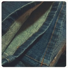 ハイウエスト ロング デニム パンツ ノーブランド カジュアル ダメージジーンズの画像