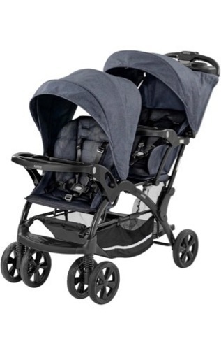 双子ベビーカー、二人乗りベビーカー、レインカバー付き