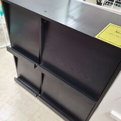 J4672　フラップ扉付収納棚　ブラック クリーニング済み 　【...