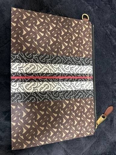BURBERRY バーバリー モノグラム Eキャンバス レザー クラッチバッグ セカンドバッグ ・Eキャンバス×カーフレザー 美品