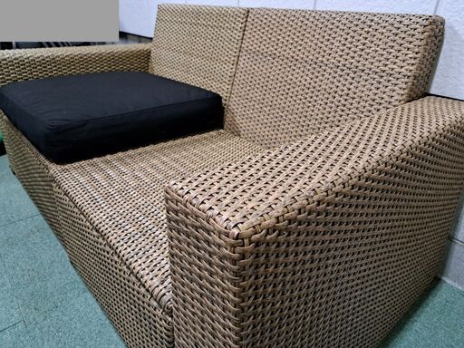 IKEA イケア ラタン ラブソファ 2人掛 収納付 クッション付 セパレート 幅155cm×奥行83cm×高さ75cm 