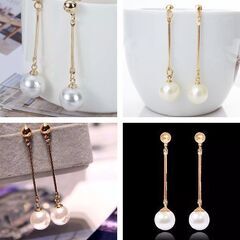 ロングパール調ピアス（新品）の画像
