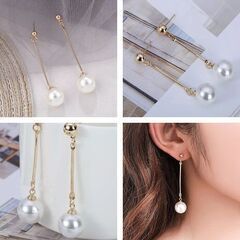 ロングパール調ピアス（新品）の画像