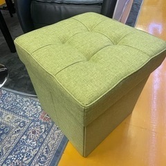 【リサイクルサービス八光】幅37㎝　グリーン　クッション付き収納ボックス　シングルの画像