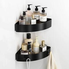 【終了】Bullthree 浴室用ラック バスルームラック コーナーラック シャワーラック 収納ラック  マグネット付き壁掛け式  ブラック

の画像