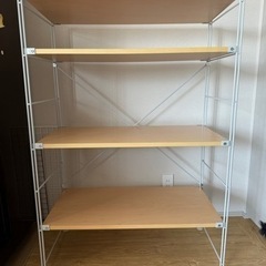 無印良品　スチールユニットシェルフ　木製棚　ワイド　中