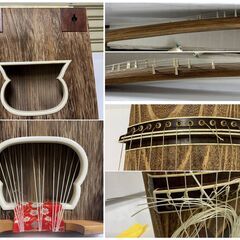 購入25万円！琴 13弦 すだれ彫り 並甲 半上角巻 全長約188cm 蒔絵金彩 鳥 屋敷 橋 十三弦箏 箏 和楽器の画像