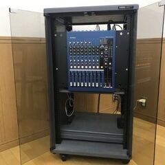 音響機器セット（ミキサー・アンプ内蔵スピアーカー）ラック付き　値下げ♪