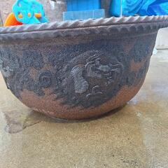 巨大　水鉢　竜　瓶　金魚　メダカ　水草
