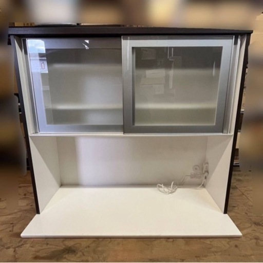 k0509601 キャビネット オフィス家具 書類棚 書庫 事務所 ガラス扉 食器棚 引き戸 ホワイト 白 家財便E 引取り歓迎 現状品 中古品