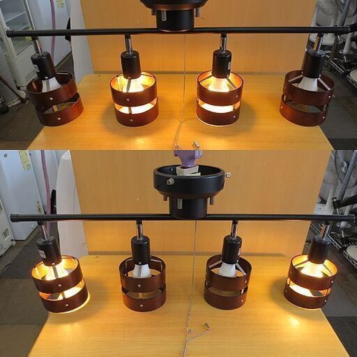 ニトリ 4灯 シーリングライト Nウッドリング ダークブラウン E26口金 40W×4個 LED 照明 札幌 北20条店