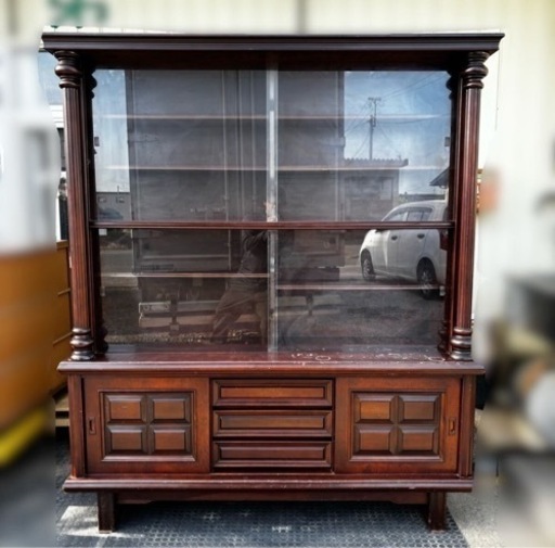 s0510605 多目的棚 飾り棚 食器棚 サイドボード 本棚 キャビネット リビングボード カップボード アンティーク 書棚 木製 中古品