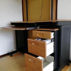 キャスター付２段机　パソコン机　ワゴン付　値下げの画像