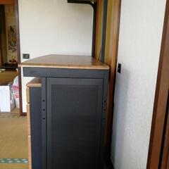 キャスター付２段机　パソコン机　ワゴン付　値下げの画像