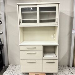 W 17649  NITORI ２枚ガラス扉キッチンボード食器棚   ◆大阪市内・東大阪市他 6,000円以上ご購入で無料配達いたします！◆ ※京都・高槻・枚方方面◆神戸・西宮・尼崎方面◆生駒方面、大阪南部方面　それぞれ条件付き無料配送あり！            