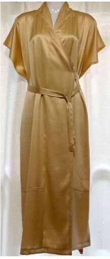 ゴールド【ガウンワンピース】金色ロングガウン　シルクタッチ