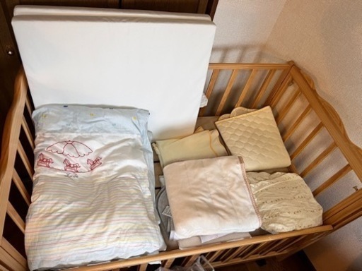 大和屋　フラルWオープンベビーベッド(寝具セット全て込み)